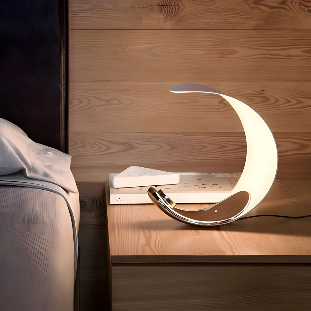 Curved Moon Shaped Aluminum LED Table Lamp Touch Dimmer NALANI
