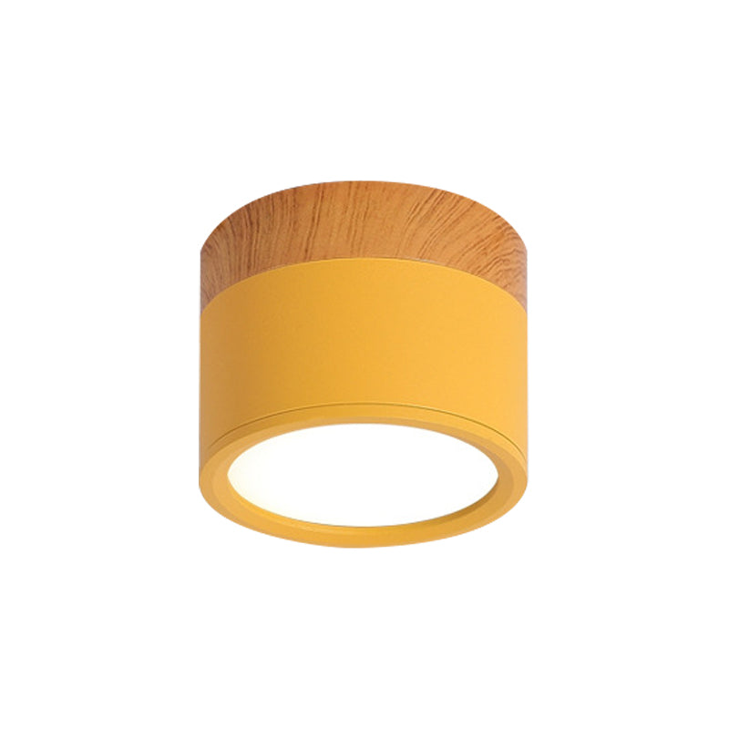 Cylindrical Flush Mount Ceiling Light Metal For Kitchen Bar Yellow NALANI