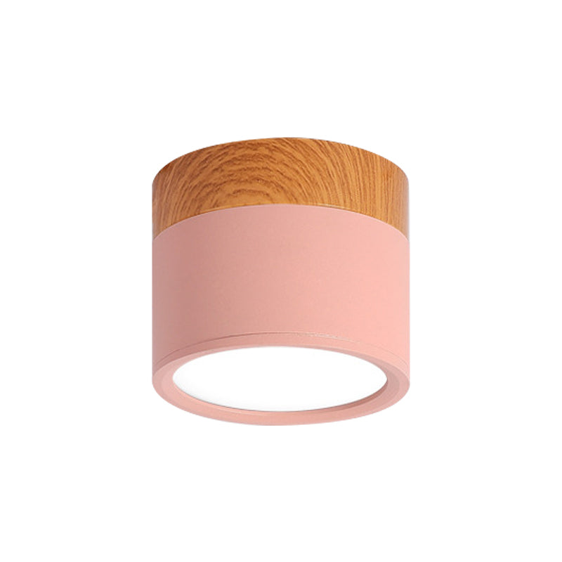 Cylindrical Flush Mount Ceiling Light Metal For Kitchen Bar Pink NALANI