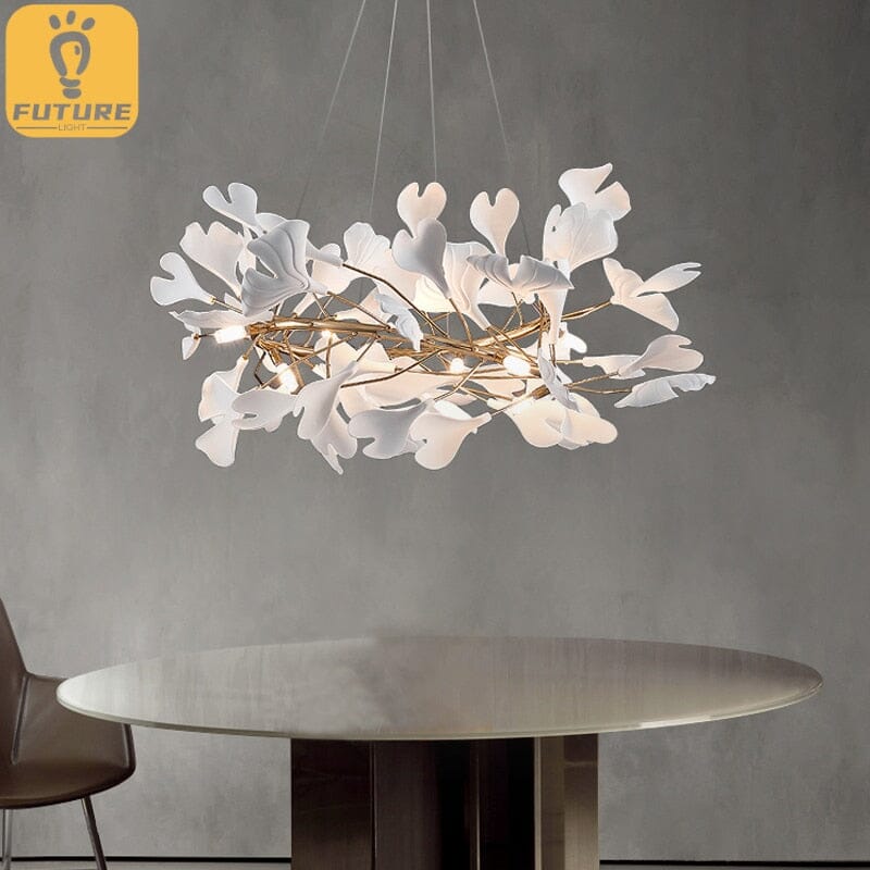 Diapole | Porcelain Leaves Pendant Light for Elegant Home Décor Round-31.4" x 9.8" 80 x 25cm NALANI
