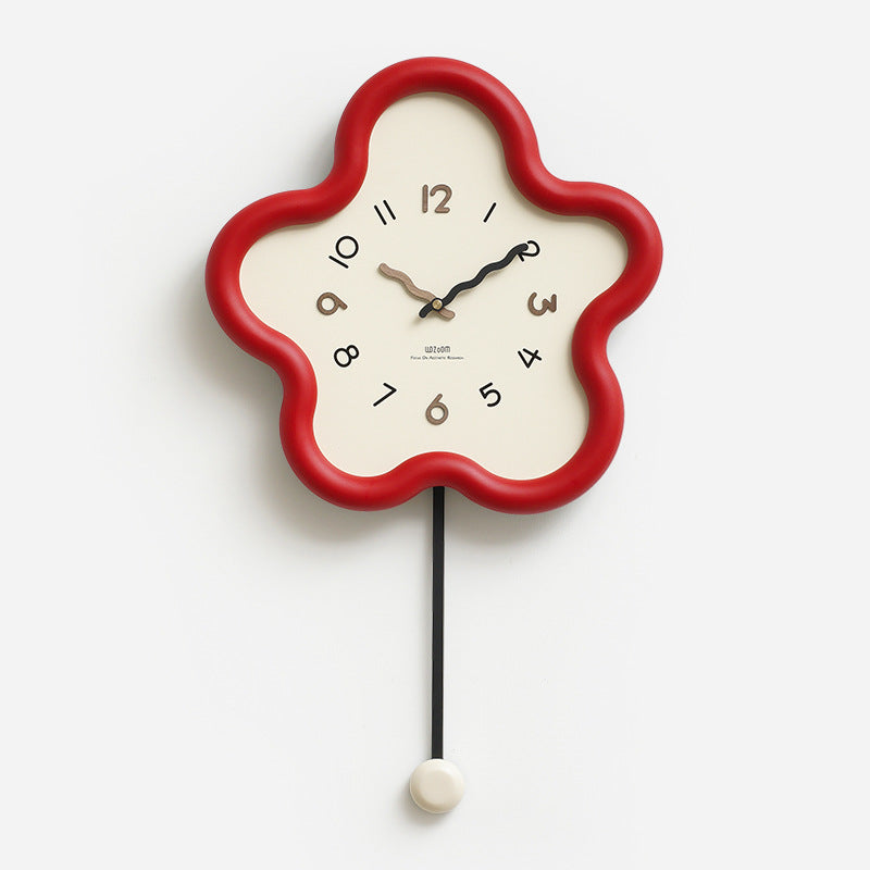 Eco-Friendly Silent Pendulum Wall Clock for Living Room and Office Red NALANI