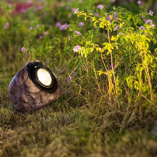 Eco Outdoor Solar LED Light for Garden and Patio Lamp Hole Stone NALANI