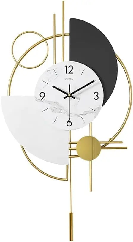 Elegant 16.5 Inch 3D Gold Wall Clock For Living Room Gold white black NALANI
