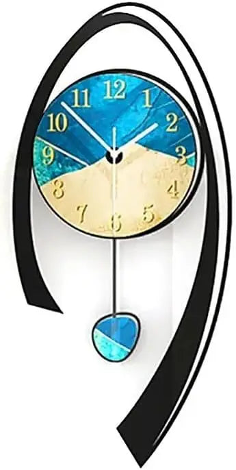 Elegant 16.5 Inch 3D Gold Wall Clock For Living Room Black blue NALANI