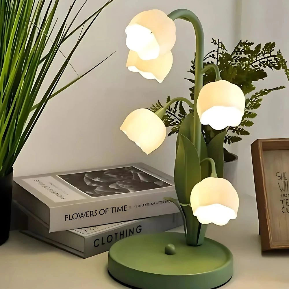 Elegant Bell Orchid Lamp with Soft Glow and Metallic Finish NaLani
