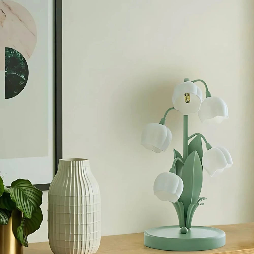 Elegant Bell Orchid Lamp with Soft Glow and Metallic Finish NaLani