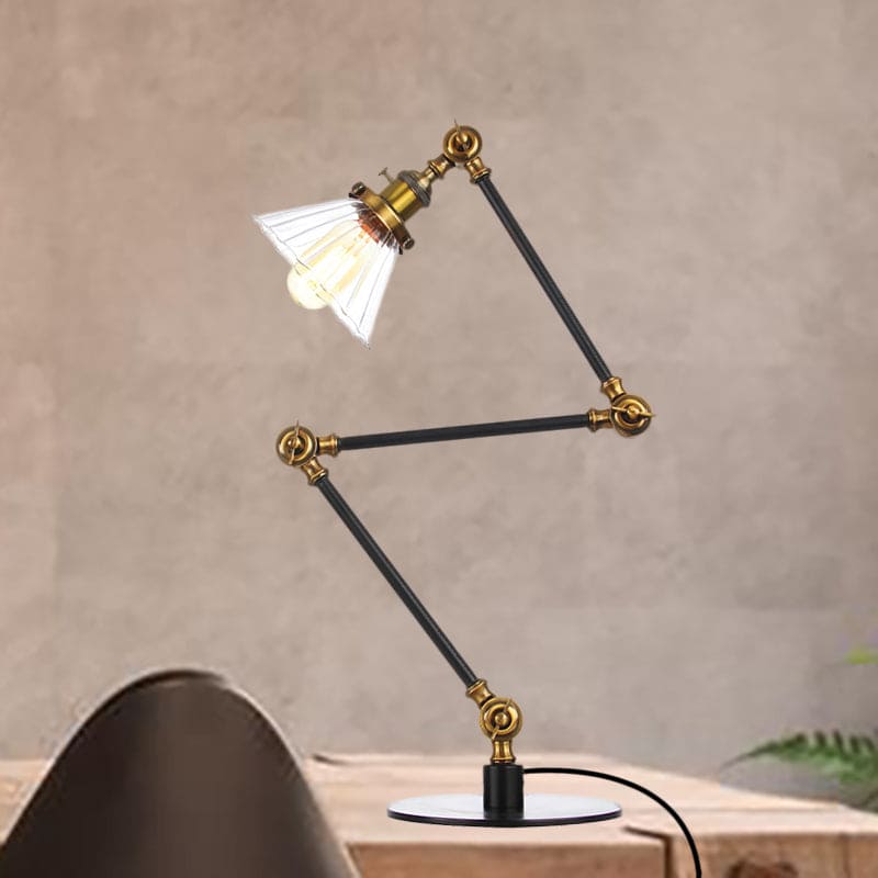 Elegant Cone Table Lamp In Clear Glass For Modern Decor Brass Transparent B NALANI