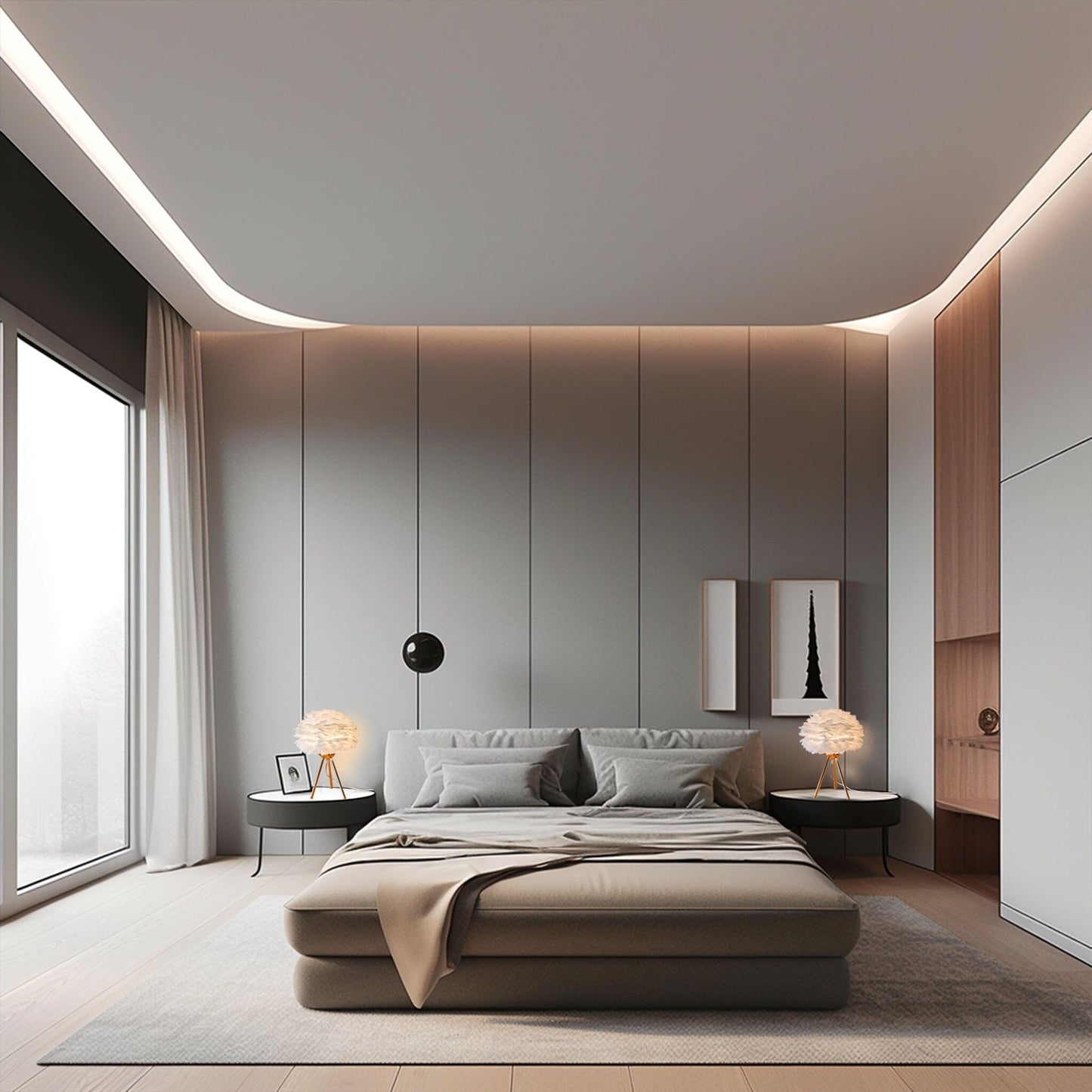 Elegant Feather Table Lamp With Soft Golden Ambient Light NALANI