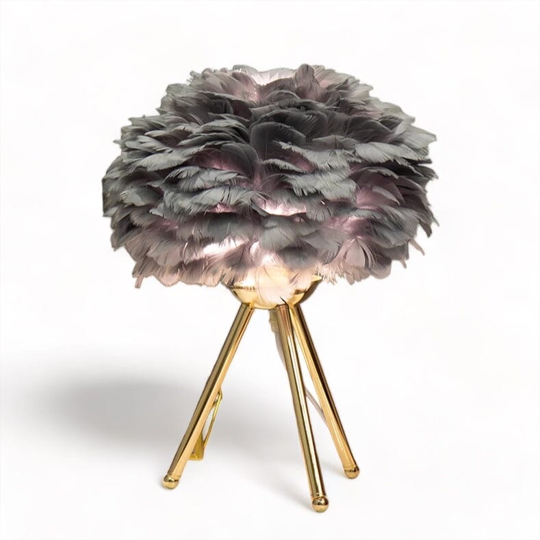 Elegant Feather Table Lamp With Soft Golden Ambient Light Grey Gold NALANI