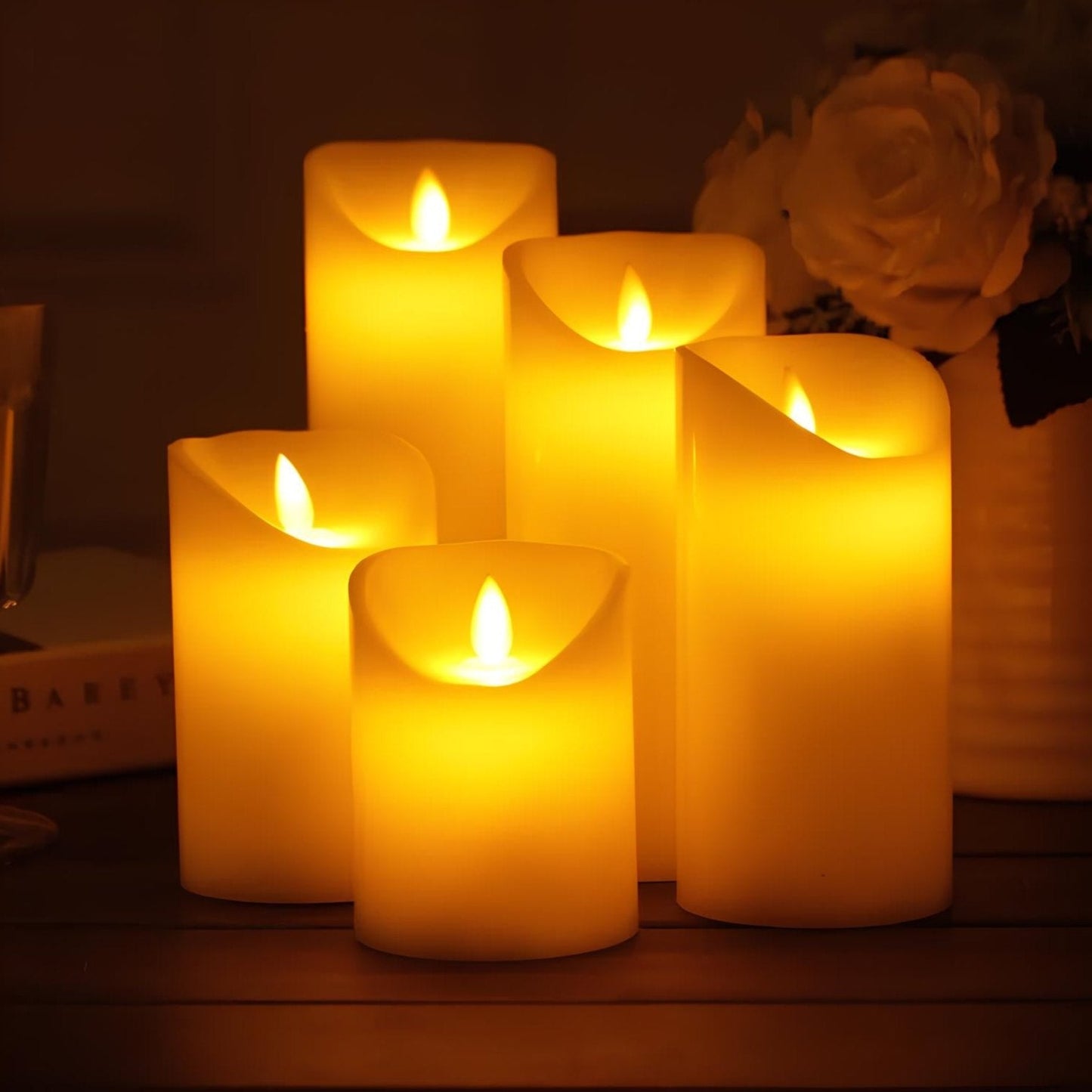 Elegant Flameless Block Candles for Cozy Ambiance and Décor Classic Candles – 5 pieces NaLani