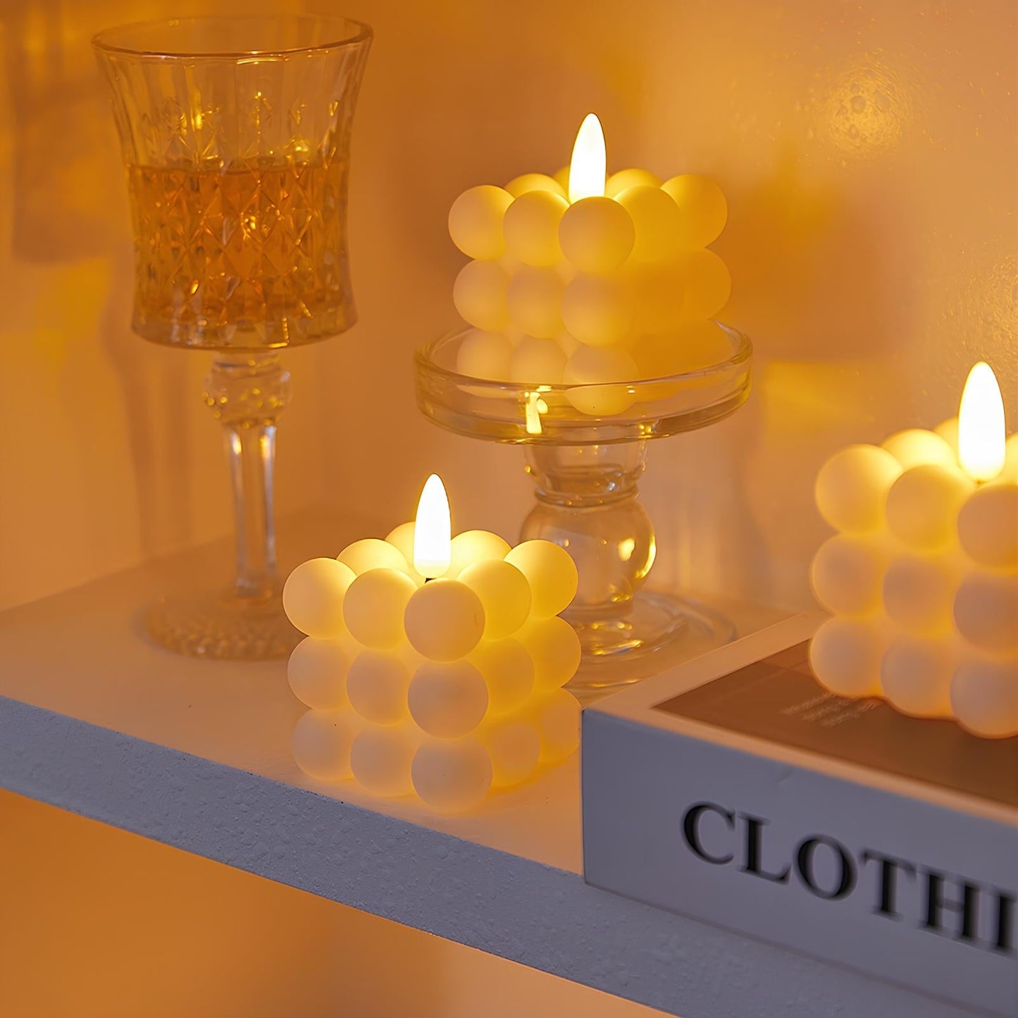 Elegant Flameless Block Candles for Cozy Ambiance and Décor Sphere Cube Candles - 12 pieces NaLani