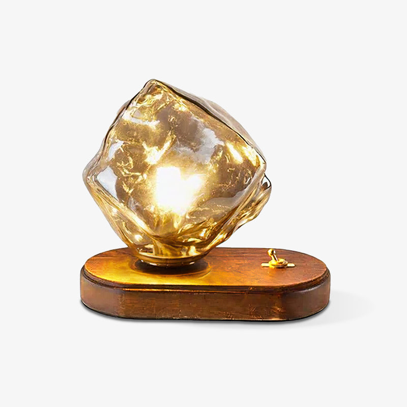 Elegant Glass Table Lamp for Home Lighting with Frosted Design Amber 20cm x 12cm x 15cm NALANI