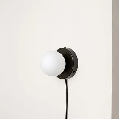 Elegant Glass Wall Lamp with Plug-In Design and LED Bulb With Plug - Black NaLani