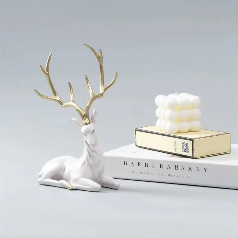 Elegant Reindeer Sculpture for Home Décor White Sitting NaLani
