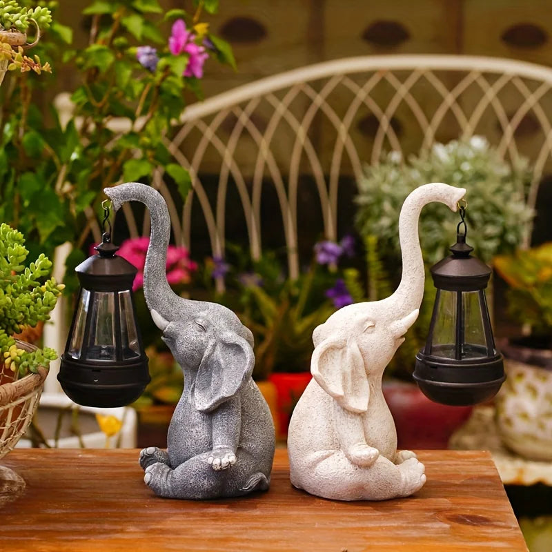 Elephant Solar Garden Lantern Ornament Decorative Accent NALANI