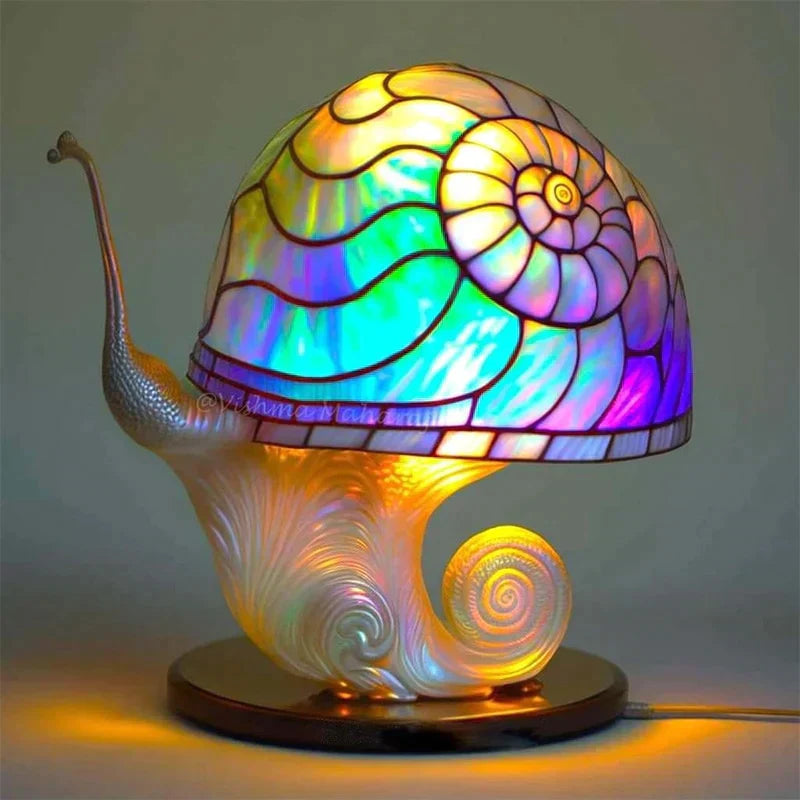 Enchanting Stained Glass Lamp For Calming Bedroom Glow Snails NALANI