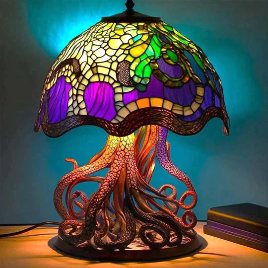 Enchanting Stained Glass Lamp For Calming Bedroom Glow Octopus NALANI