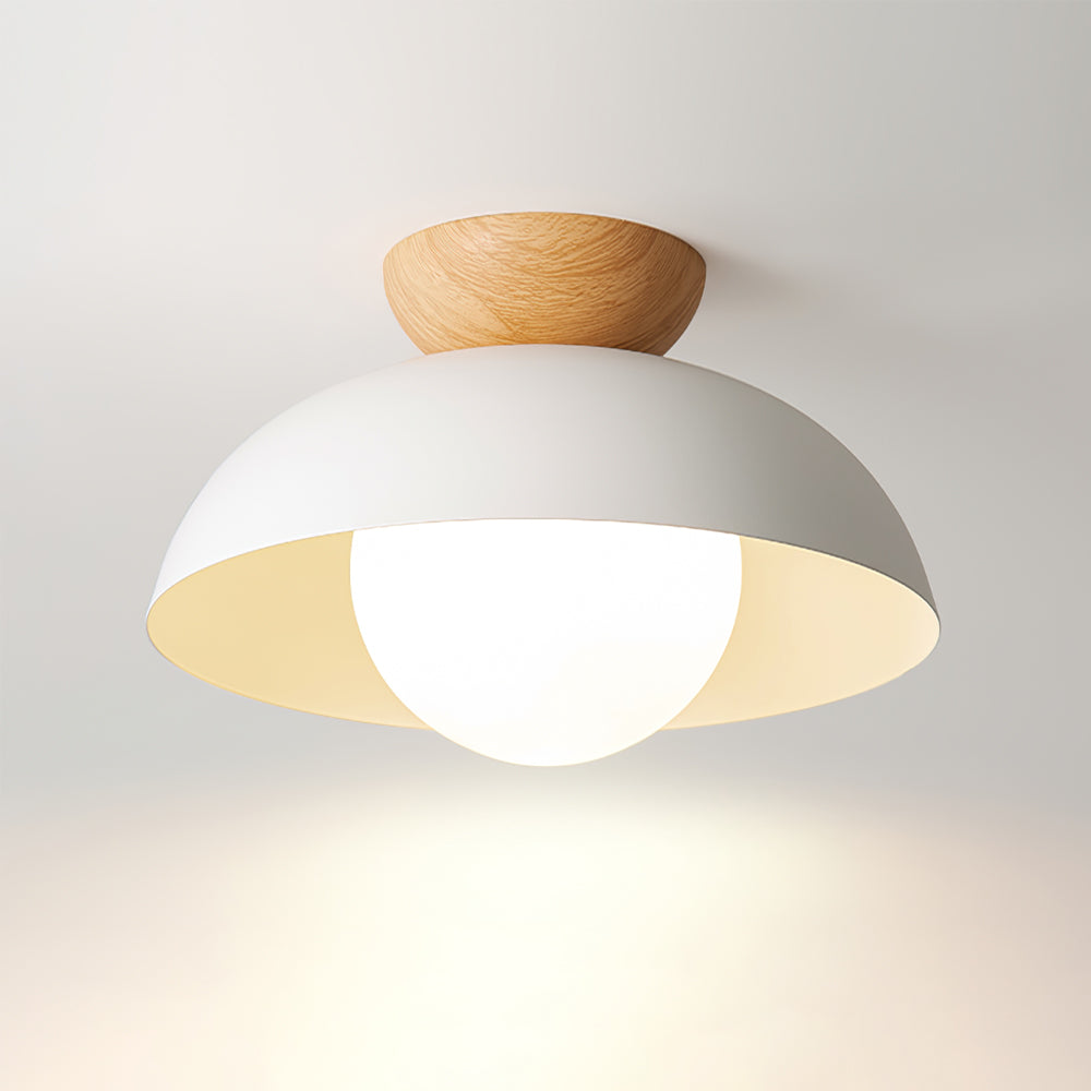 Energy Efficient Ceiling Lamp With Warm Ambient Light Dia 30cm x H 20cm ∅ 11.8″ x H 7.9″ White & Woodgrain NALANI