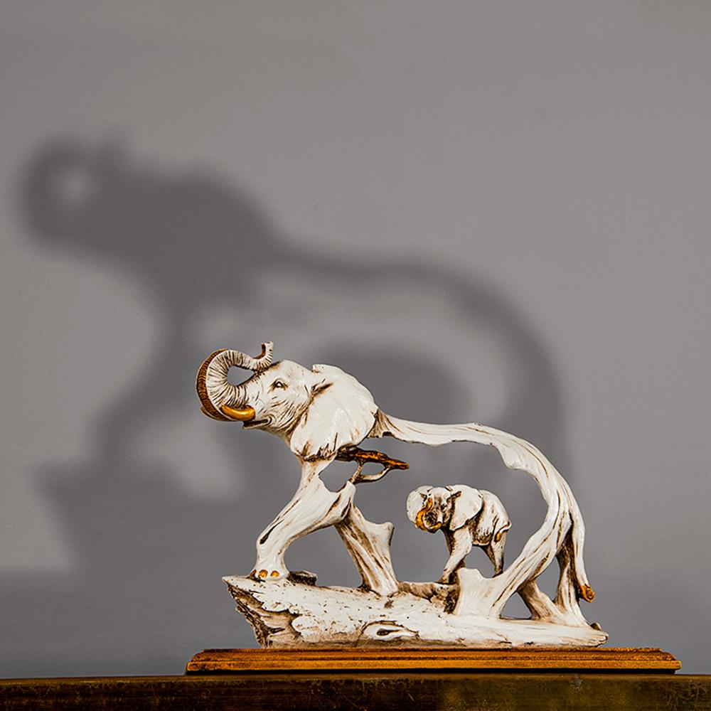 Feng Shui Golden Elephant Showpiece with Wooden Base for Luck NaLani