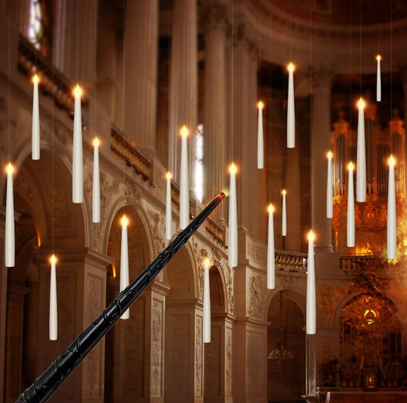 Floating LED Taper Candles With Magic Wand Flameless 10 pieces NALANI
