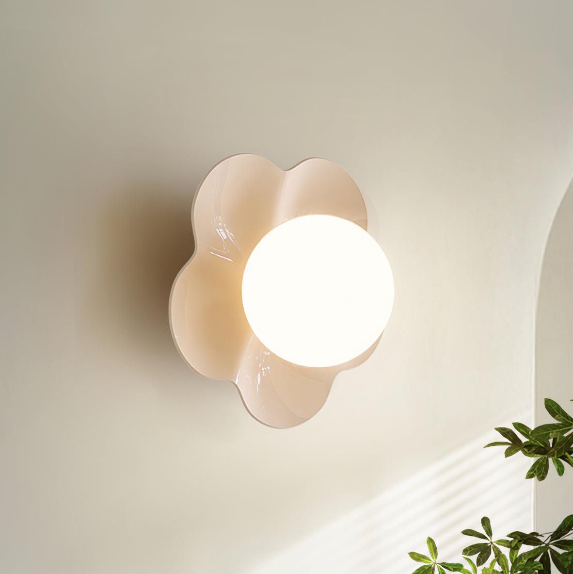 Floral Wall Lamp Decorative Indoor Ambient Light For Home ∅ 7.9″ x H 6.7″ Dia 20cm x H 17cm White NALANI