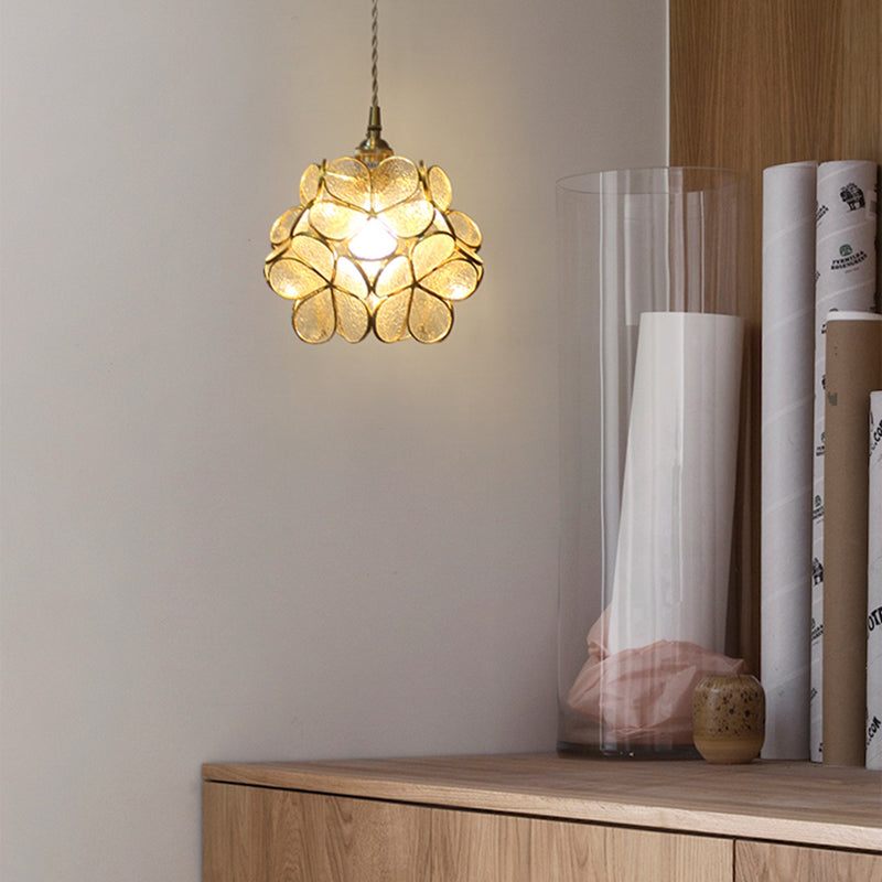 Flower Stained Glass Pendant Ceiling Light 1 Light Fixture Clear NALANI