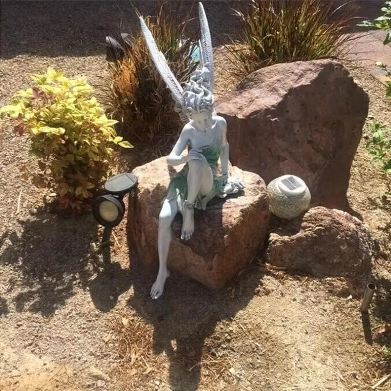 Garden Fairy Sculpture Made of Resin Decorative Outdoor Accent SEREIN