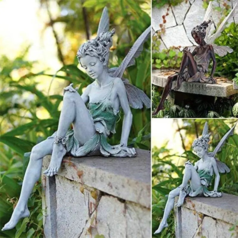 Garden Fairy Sculpture Made of Resin Decorative Outdoor Accent SEREIN