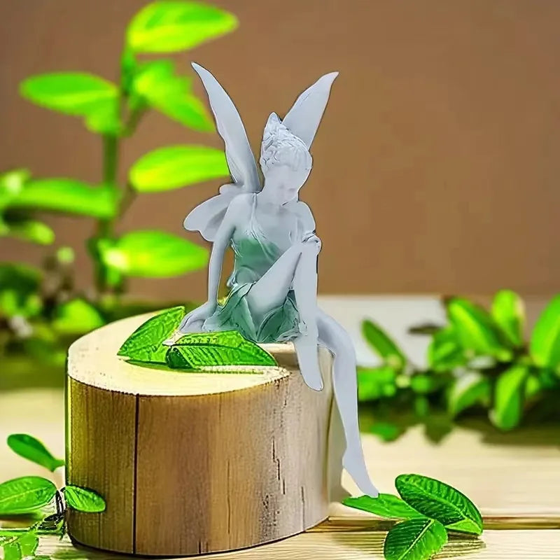 Garden Fairy Sculpture Made of Resin Decorative Outdoor Accent Grey SEREIN