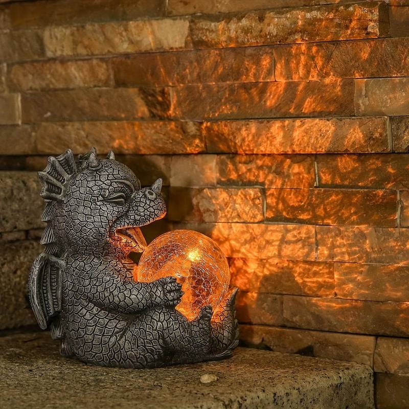Garden statue - Draconis - Solar Lighting - Resin Dragon Statue lamp NALANI
