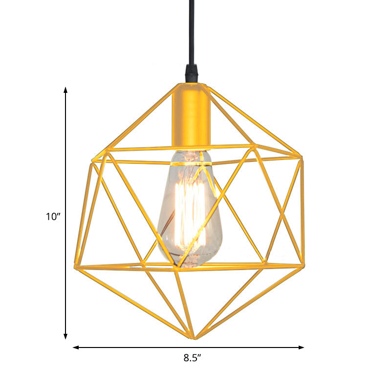 Geometric Cage Pendant Light Industrial Lamp Black Gold NALANI