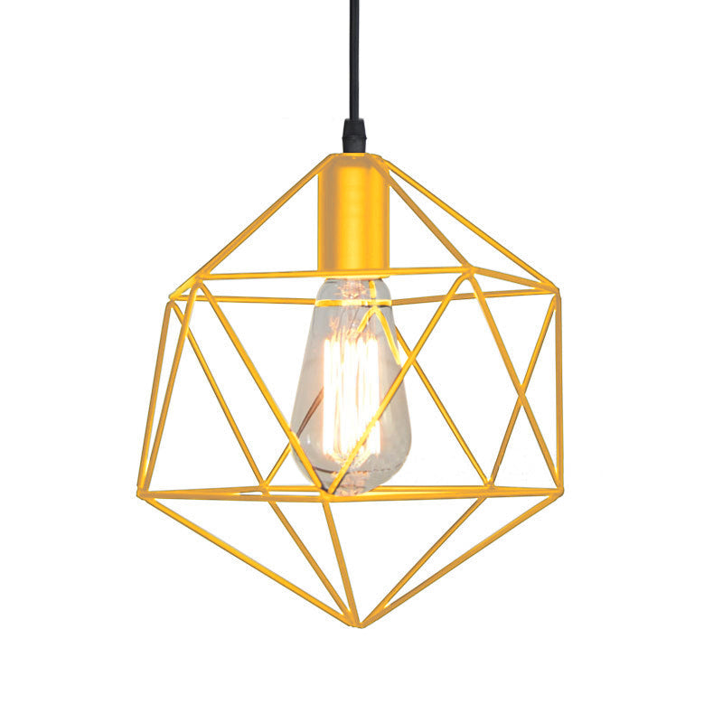 Geometric Cage Pendant Light Industrial Lamp Black Gold NALANI