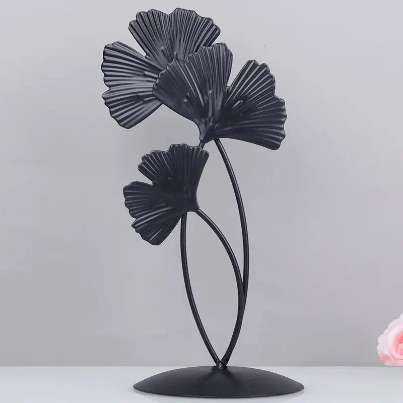 Ginkgo Leaf Iron Sculpture Golden Home Office Decor NALANI