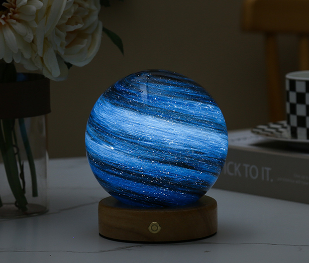 Glass Moon Sphere Night Light For Home Decor Ambiance Astraal 14 cm 5,5" 3 Colour Dimmable NALANI