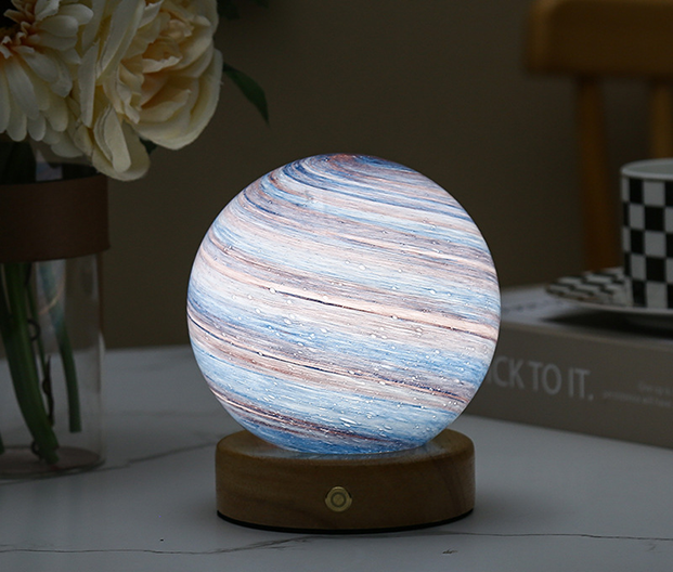 Glass Moon Sphere Night Light For Home Decor Ambiance Sunset 14 cm 5,5" 3 Colour Dimmable NALANI
