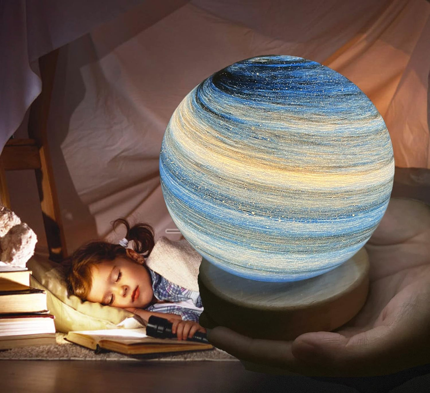 Glass Moon Sphere Night Light For Home Decor Ambiance NALANI
