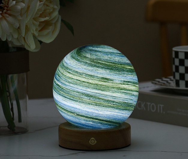 Glass Moon Sphere Night Light For Home Decor Ambiance Aurora 14 cm 5,5" 3 Colour Dimmable NALANI