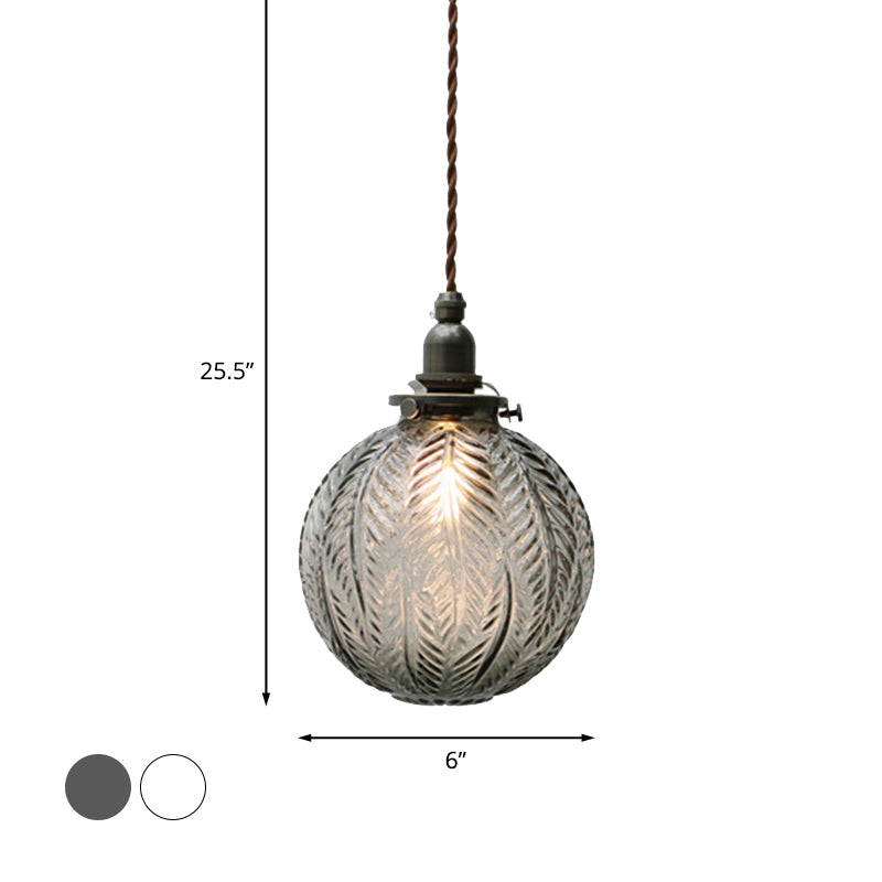 Glass Pendant Light Smoke Gray Clear Feather Design 1 Head NALANI
