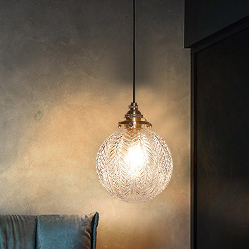Glass Pendant Light Smoke Gray Clear Feather Design 1 Head NALANI