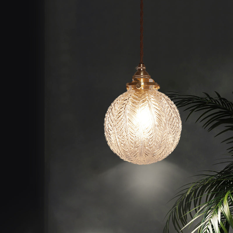 Glass Pendant Light Smoke Gray Clear Feather Design 1 Head NALANI