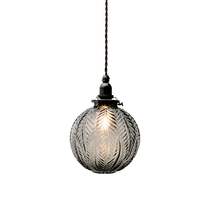Glass Pendant Light Smoke Gray Clear Feather Design 1 Head NALANI