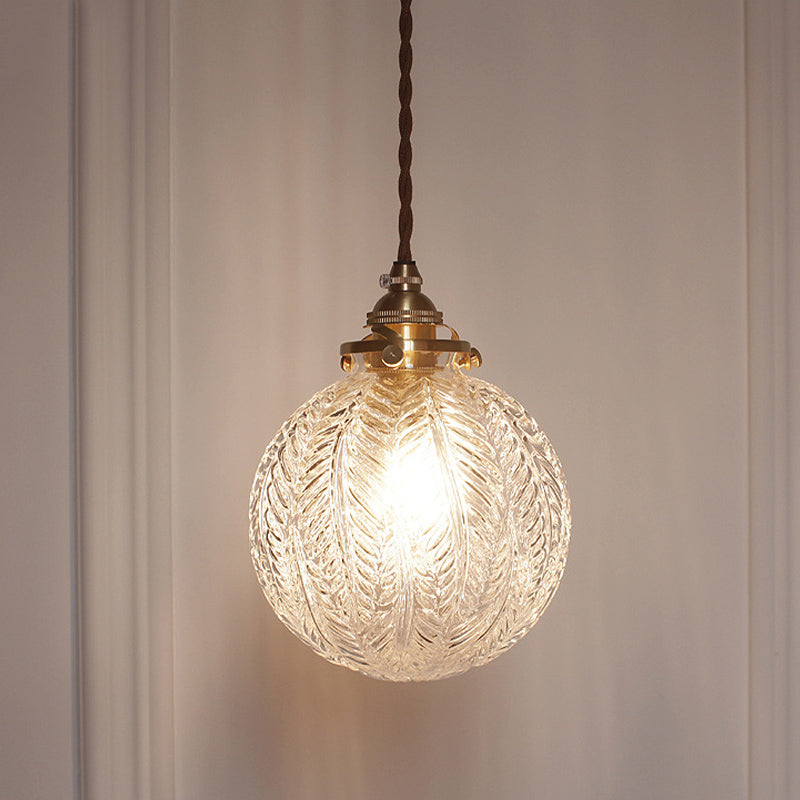 Glass Pendant Light Smoke Gray Clear Feather Design 1 Head Clear NALANI