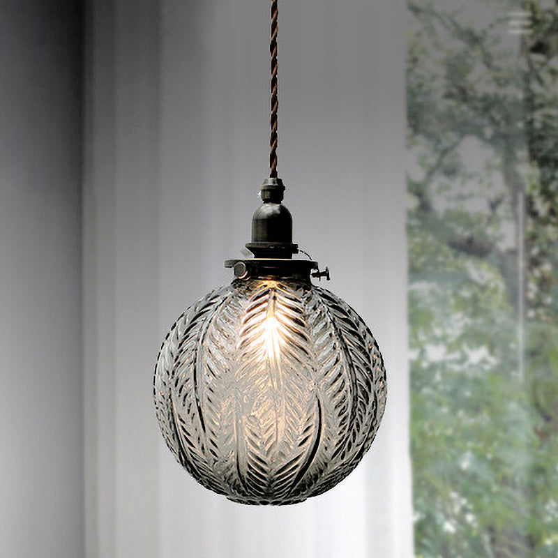 Glass Pendant Light Smoke Gray Clear Feather Design 1 Head Smoke Gray NALANI