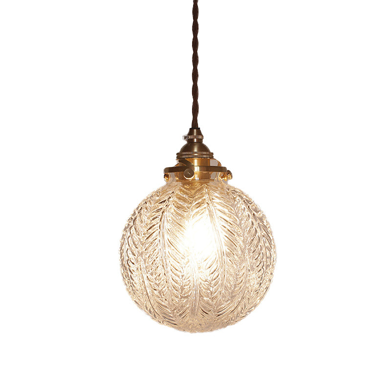 Glass Pendant Light Smoke Gray Clear Feather Design 1 Head NALANI