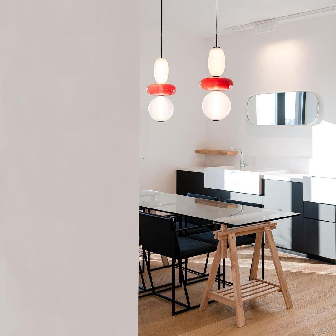 Glass Pendant Light With Multicolor Jar Shade In Earth Tones NALANI