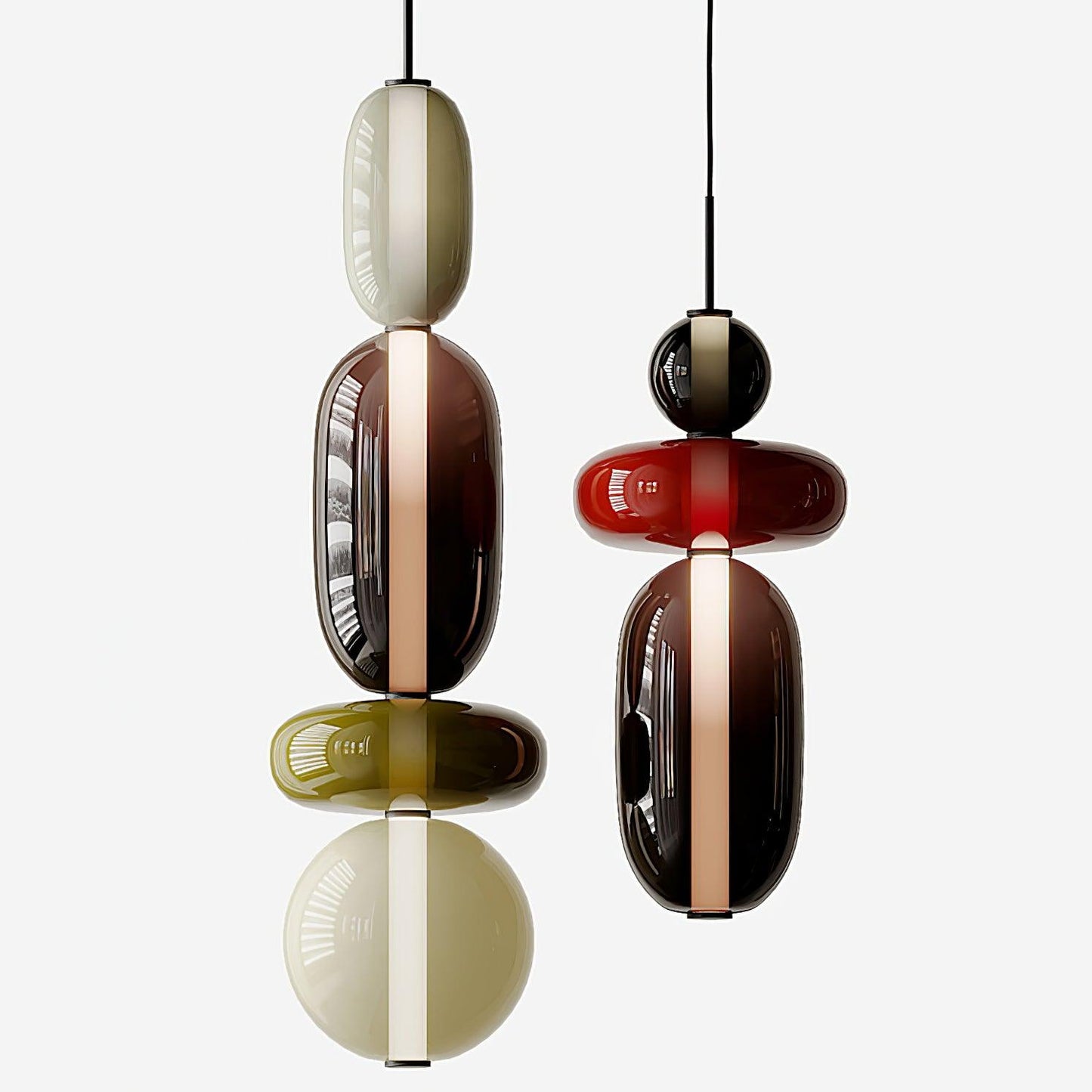 Glass Pendant Light With Multicolor Jar Shade In Earth Tones NALANI
