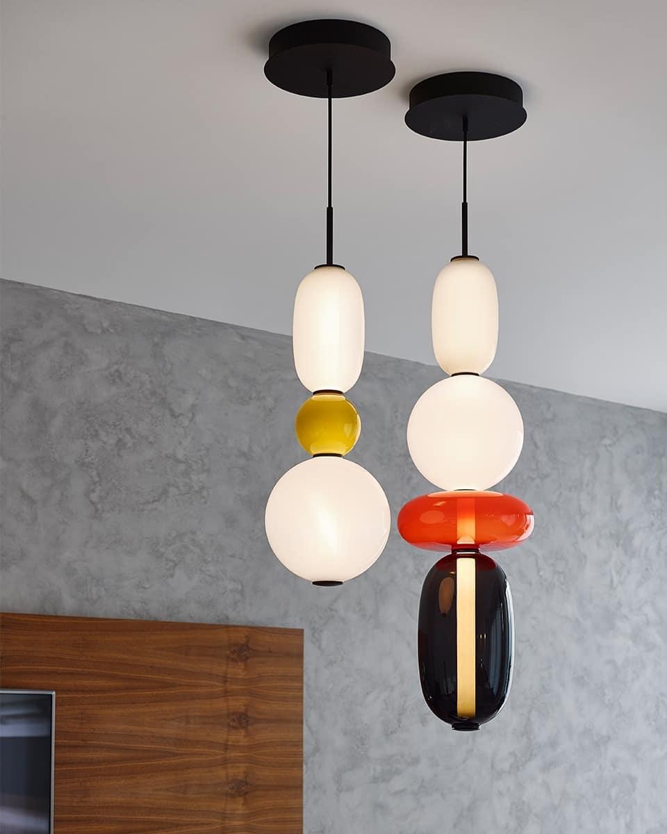 Glass Pendant Light With Multicolor Jar Shade In Earth Tones NALANI