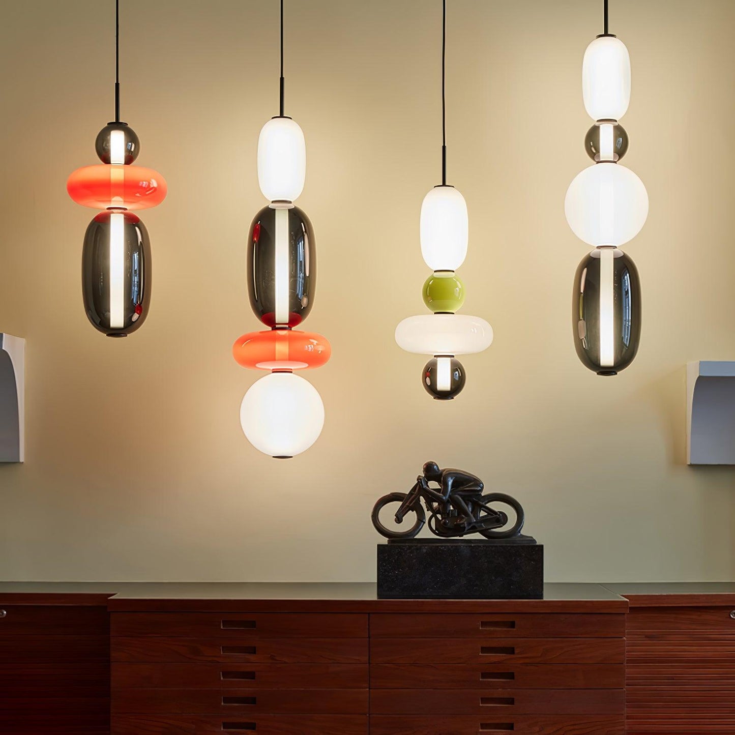 Glass Pendant Light With Multicolor Jar Shade In Earth Tones NALANI