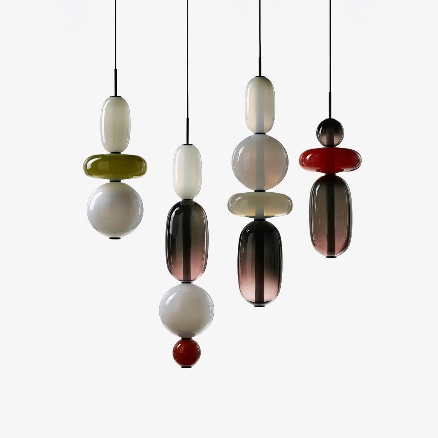 Glass Pendant Light With Multicolor Jar Shade In Earth Tones NALANI