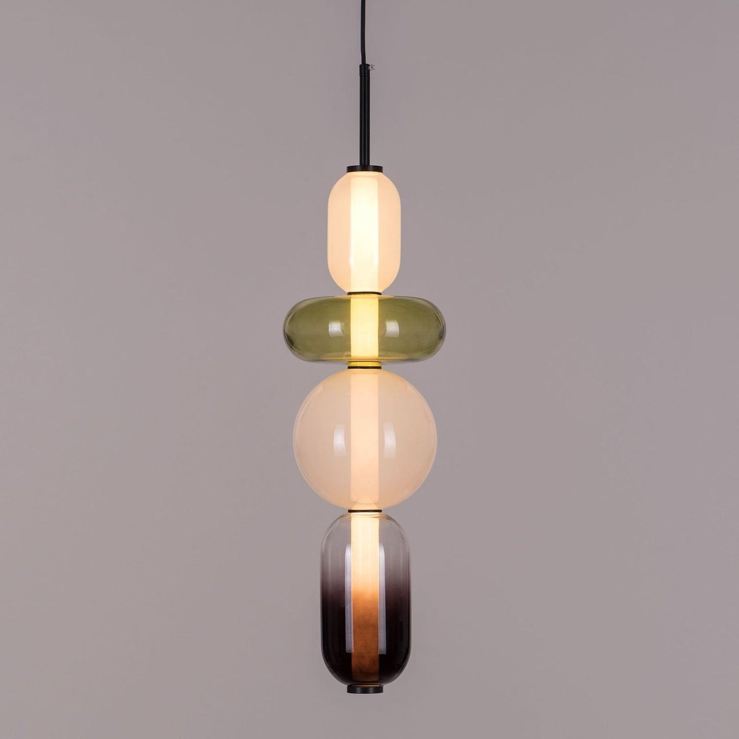 Glass Pendant Light With Multicolor Jar Shade In Earth Tones NALANI